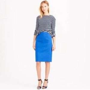 Jcrew Factory Pencil Skirt in Double Serge Cotton 6 Bright Blue Warm Seaside